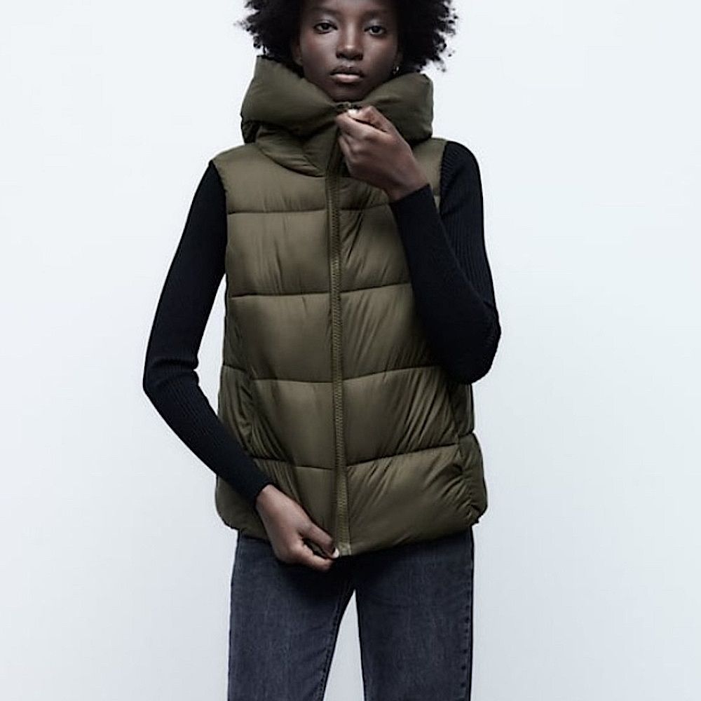 Zara brown hooded padded vest